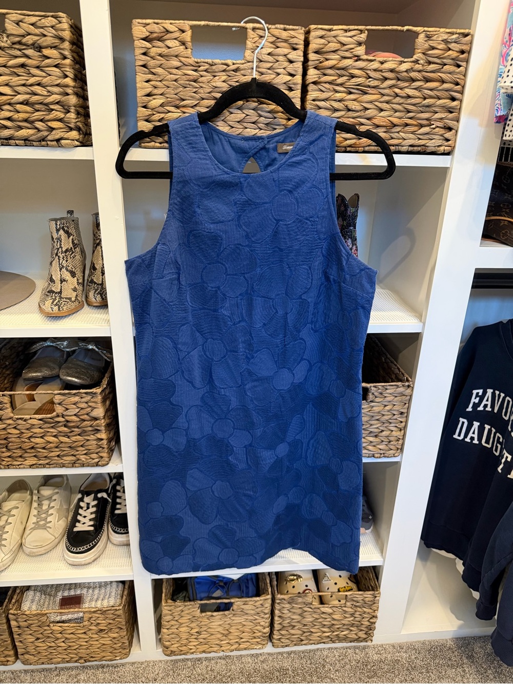 Tommy Bahama Blue Textured Floral Sleeveless Dress - Picture 1 of 3